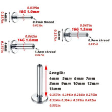 10PCS G23 ASTM F36 Titanium Labret 16G 18G Internal Thread Plug Septum Ear Lips Nose Piercing Tragus Body Jewelry Accessories