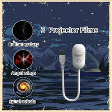 2-in-1 USB Galaxy Star Projector Night Light with Interchangeable Projection Films