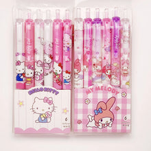 6 Pcs/Set Hello Kitty Melody Limited Edition High Quality Gel Pen Cartoon Series Black 0.5mm Student/Office Daily Stationery