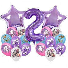 K P Foil Balloon Set Girl Group 1-9 Number & Purple Star Balloons Character Cake Toppers for Birthday Party & Photo Props