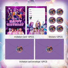 K P Foil Balloon Set Girl Group 1-9 Number & Purple Star Balloons Character Cake Toppers for Birthday Party & Photo Props