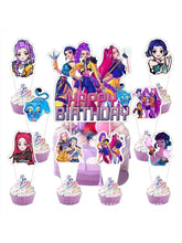 K P Foil Balloon Set Girl Group 1-9 Number & Purple Star Balloons Character Cake Toppers for Birthday Party & Photo Props